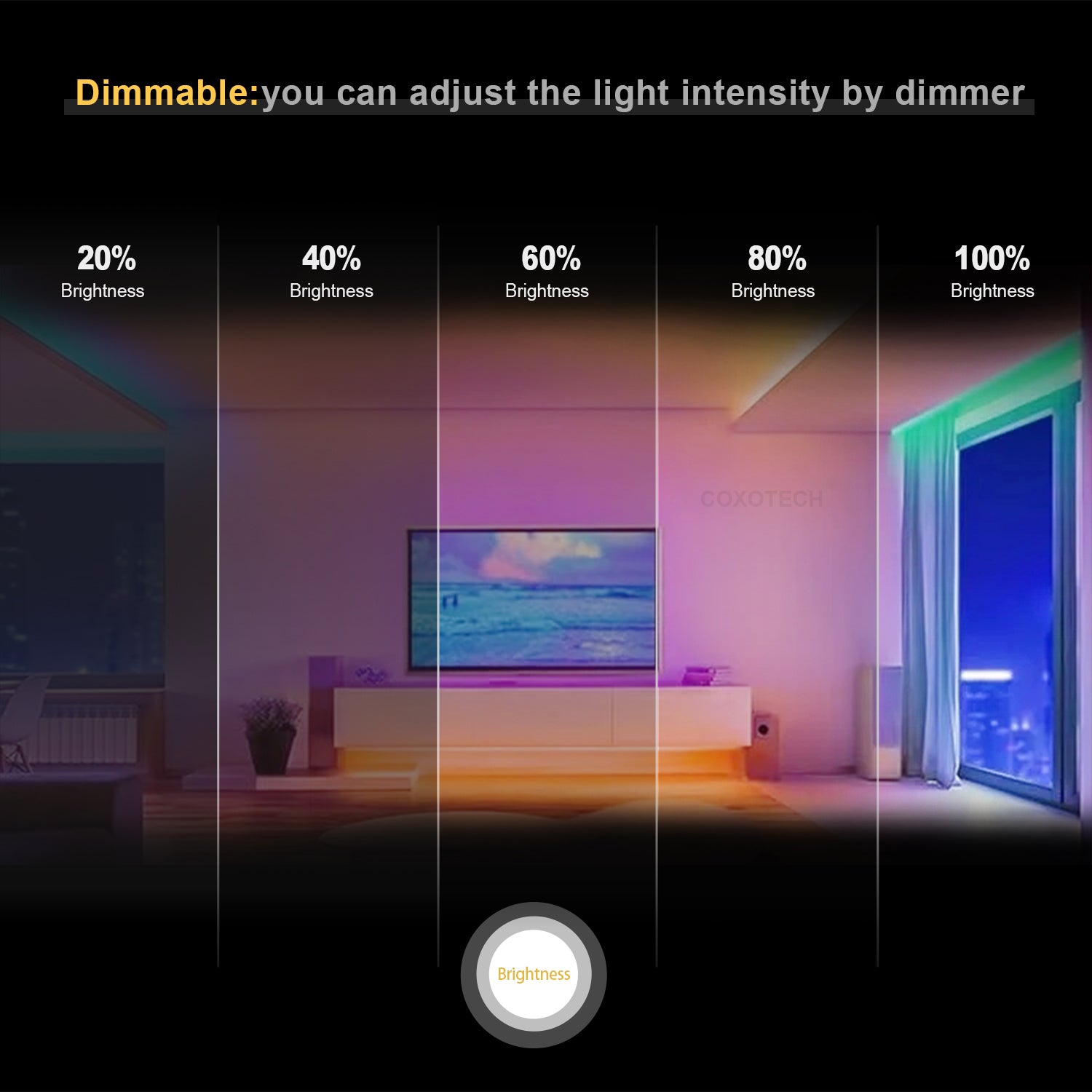 Banda led RGB, 576LED/M, 10mm, DC 24W, IP20 , 5m
