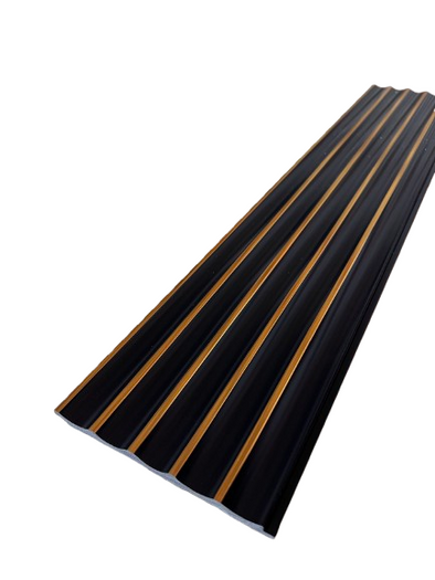 Panou decorativ PolyPro JP01, negru cu inserții aurii, aspect lucios, ideal pentru spații interioare sofisticate.