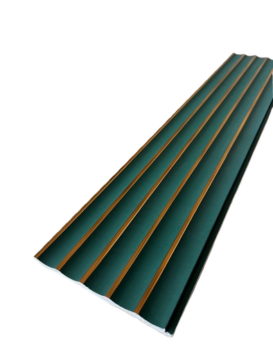 Panou decorativ PolyPro JP01, verde cu accente aurii, suprafață lucioasă, ideal pentru decorarea pereților interiori.