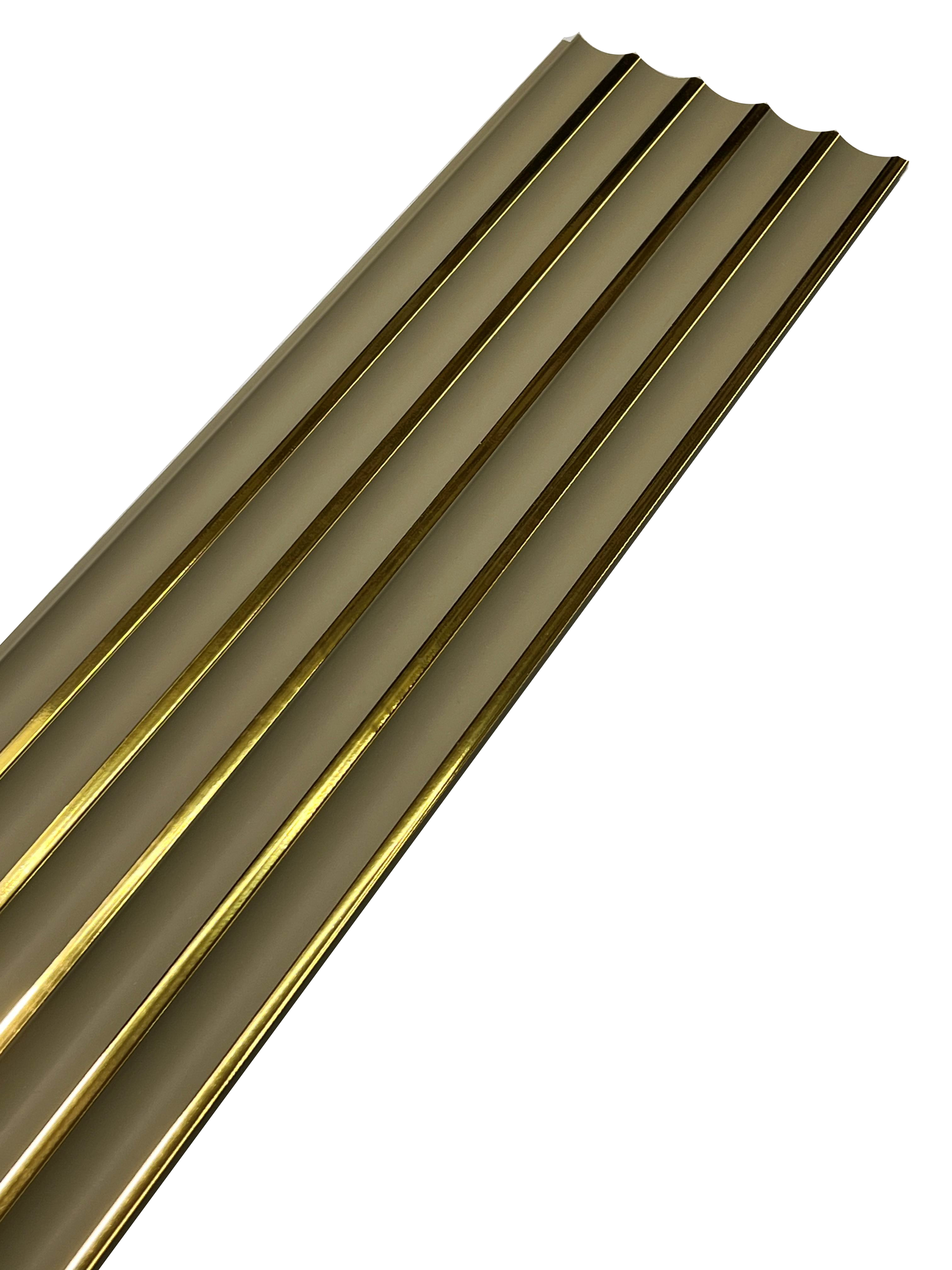 Panou decorativ PolyPro JP01, verde olive cu accente aurii, suprafață lucioasă, ideal pentru decorarea pereților interiori.